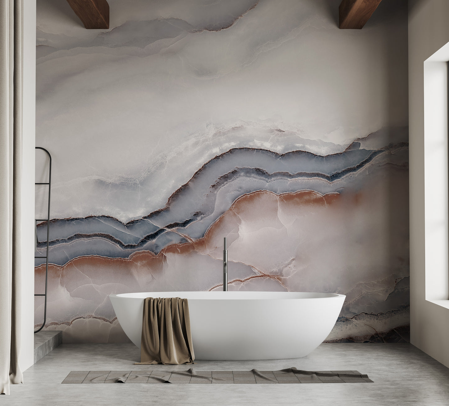 Striking White Clouded Marble Wallpaper Mural - Giffywalls