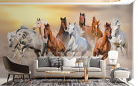 7 Fiery Running Horses Wallpaper Mural - Giffywalls