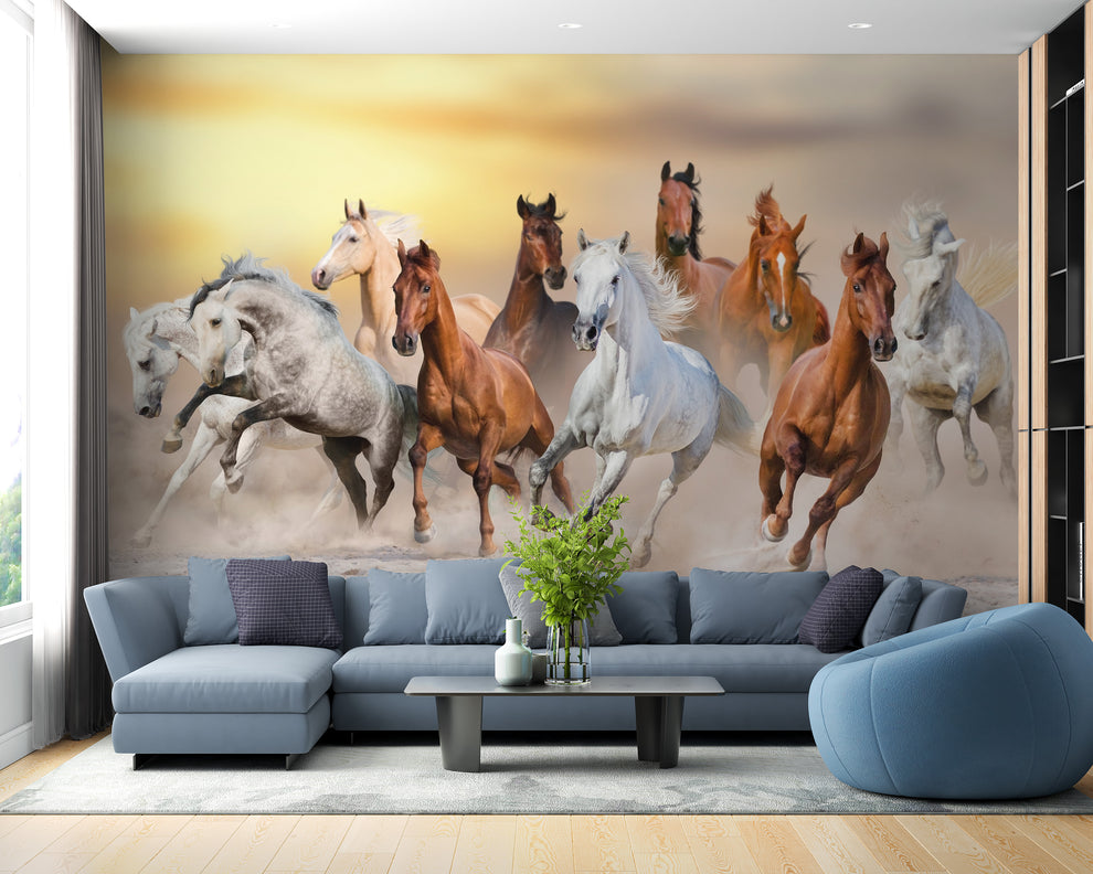 Fiery Running Horses Wallpaper Mural Fiery Running Horses Wallpaper Mural