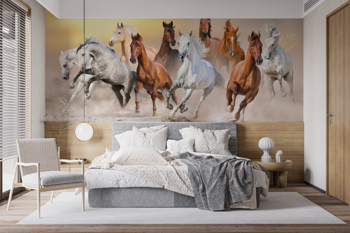 7 Fiery Running Horses Wallpaper Mural - Giffywalls