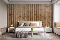 Brown Natural Wooden Striped Wallpaper Mural - Giffywalls