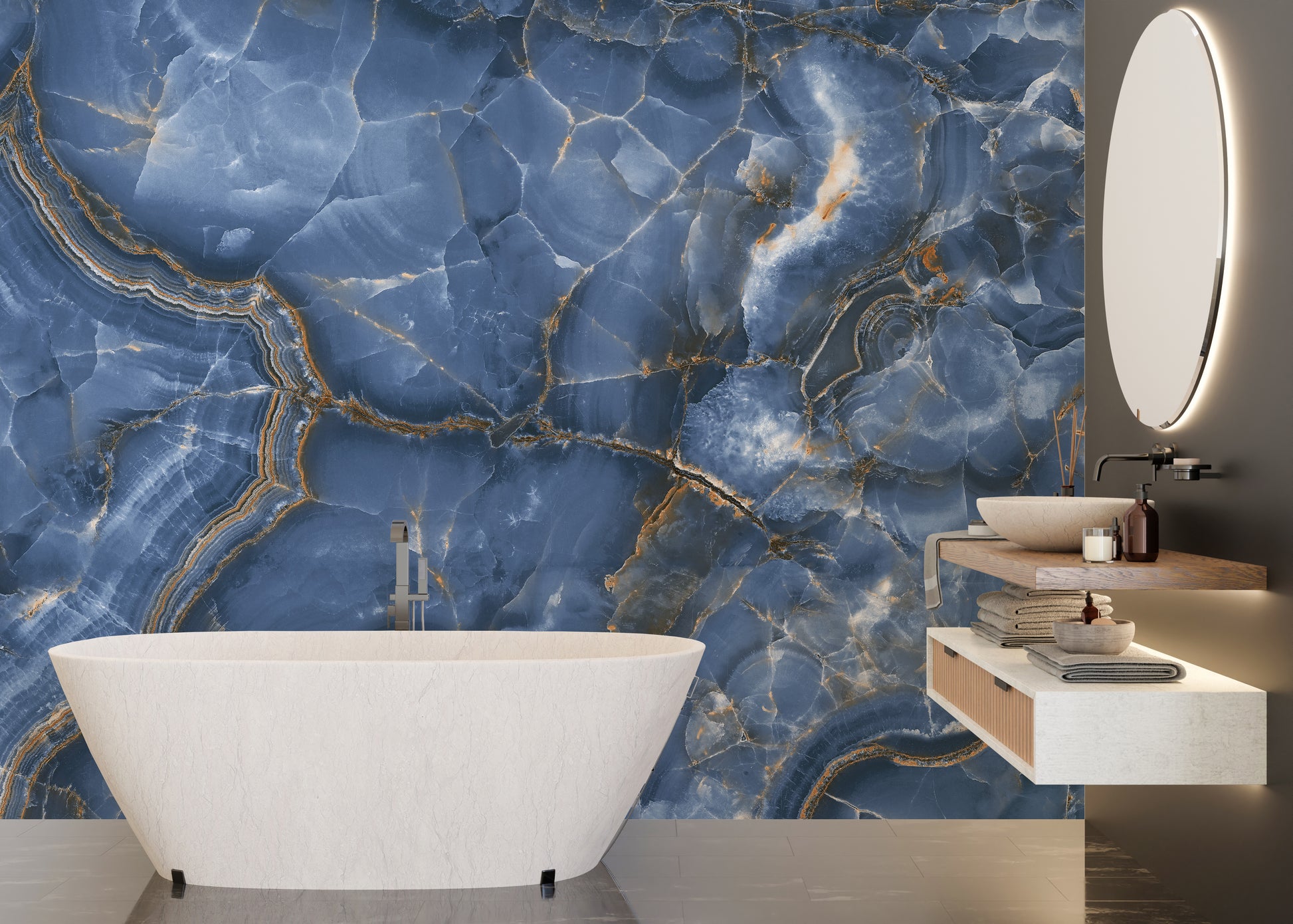 Sophisticated onyx marble wall mural design
