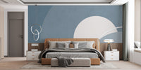 Blue & Gray Concentric Abstract Wallpaper Mural - Giffywalls