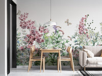 Botanical Wild Flowers & Herbs Wallpaper Mural - Giffywalls