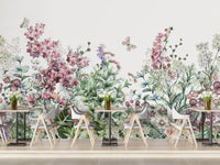 Wildflowers and herbs wallpaper mural for serene spaces.