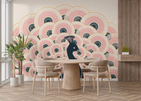 Pink Peacock Pattern Wallpaper Mural - Giffywalls