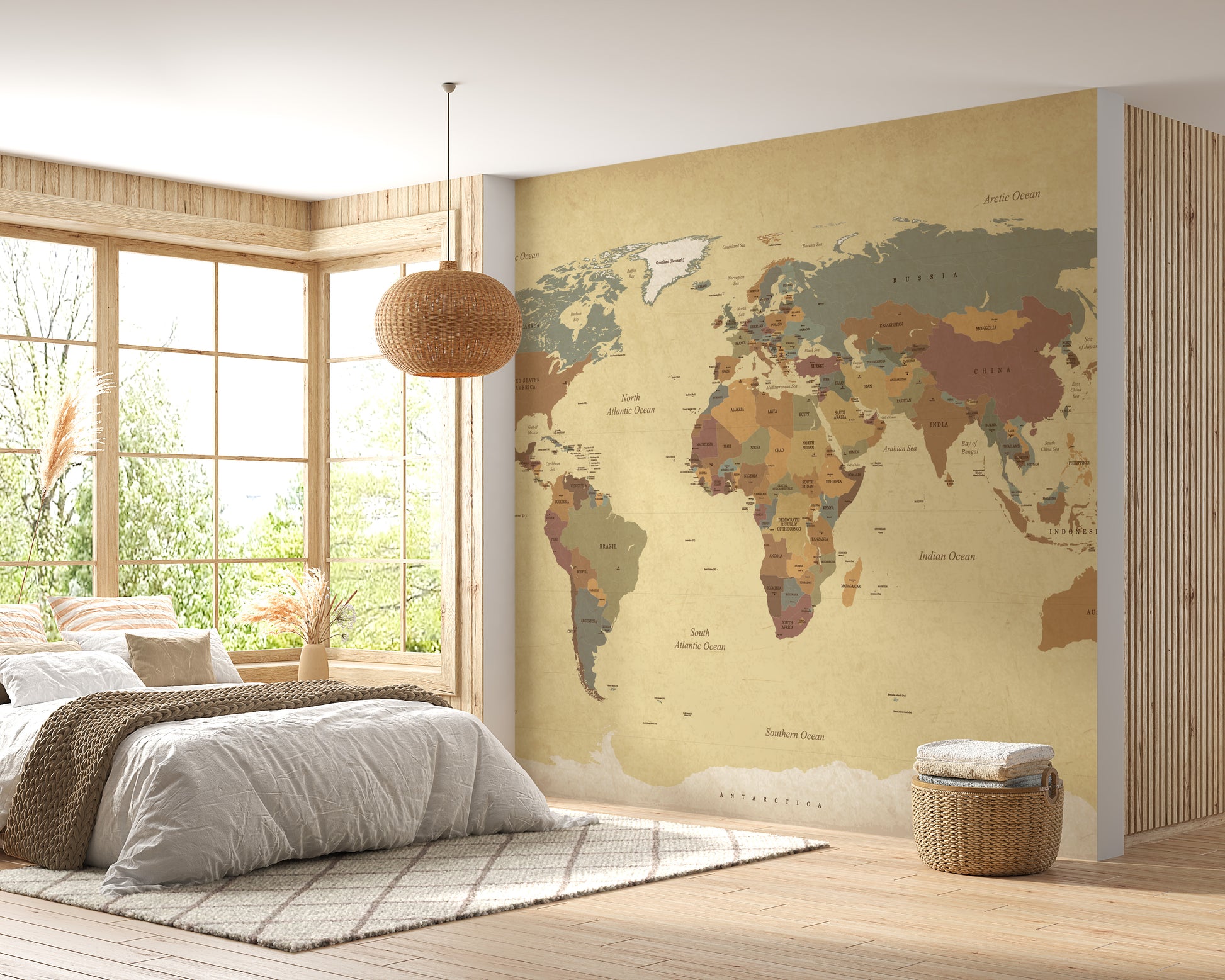 World Map Vintage Wallpaper Mural - Giffywalls