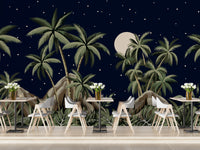Tropical night sky mural with stars for rooms