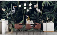 Tropical Birds In Night Sky Wallpaper Mural - Giffywalls