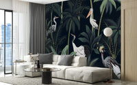 Tropical Birds In Night Sky Wallpaper Mural - Giffywalls