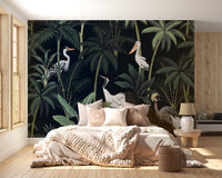 Tropical Birds In Night Sky Wallpaper Mural - Giffywalls
