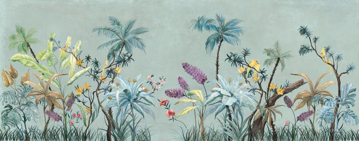 Fond de fond vert Boho Flowers Wallpaper Murales