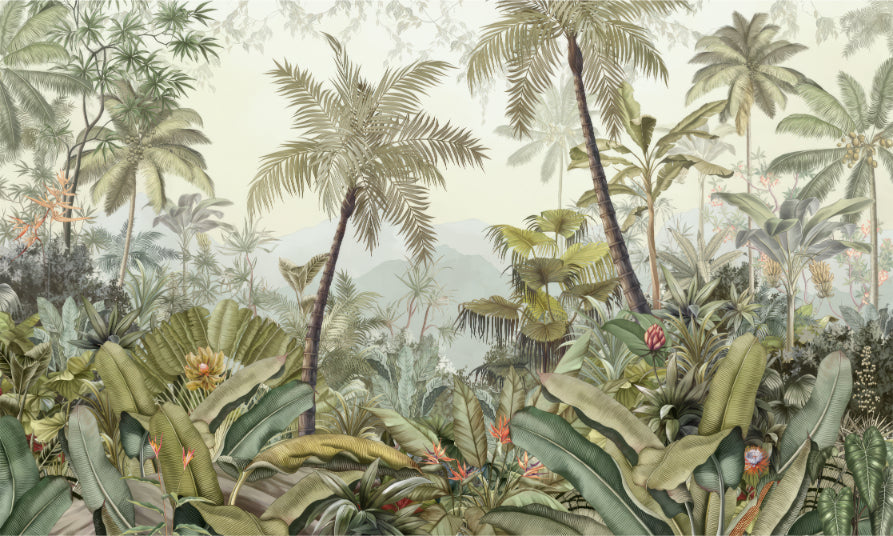 Fond de papier peint de forêt verte luxuriante in your room — zoomed