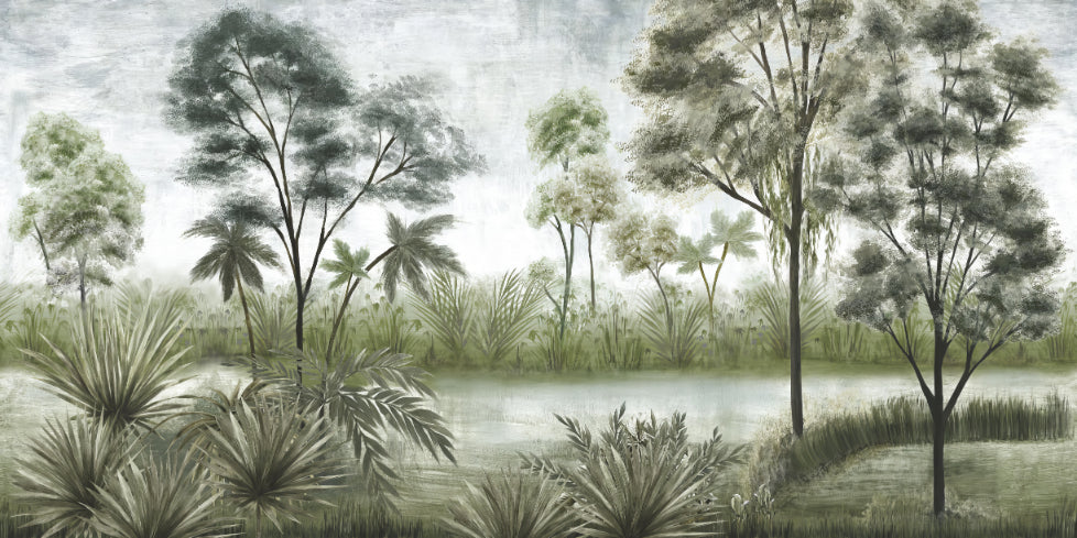 Dark Shaded Watercolor Forest Wallpaper