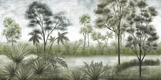 Dark Shaded Watercolor Forest Wallpaper
