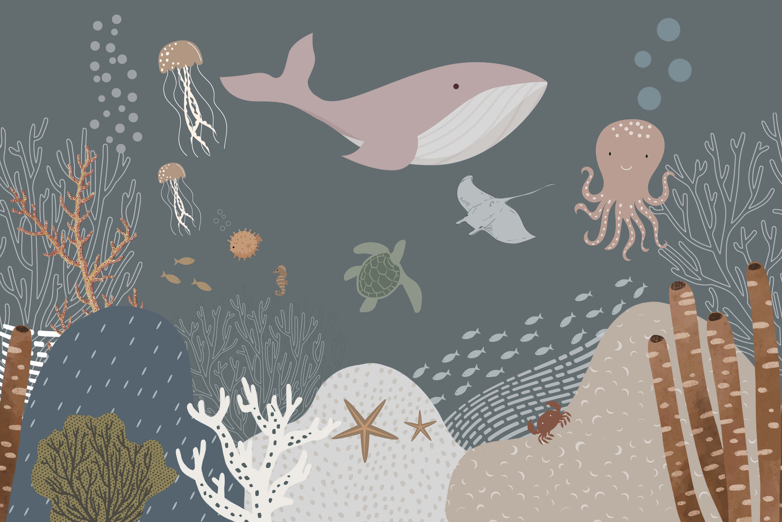 Peintures murales animées aqua sous-marine