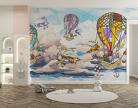Colorful sky and balloons kids' wallpaper