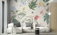 Vintage wildflowers wallpaper mural - Giffywalls