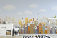 Watercolor Day Light City View Wallpaper Mural - Giffywalls