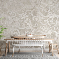 Elegant beige floral mural for classic rooms
