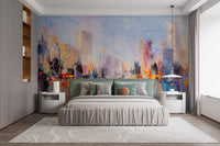 City Skyline Oil Paint Wallpaper - Giffywalls