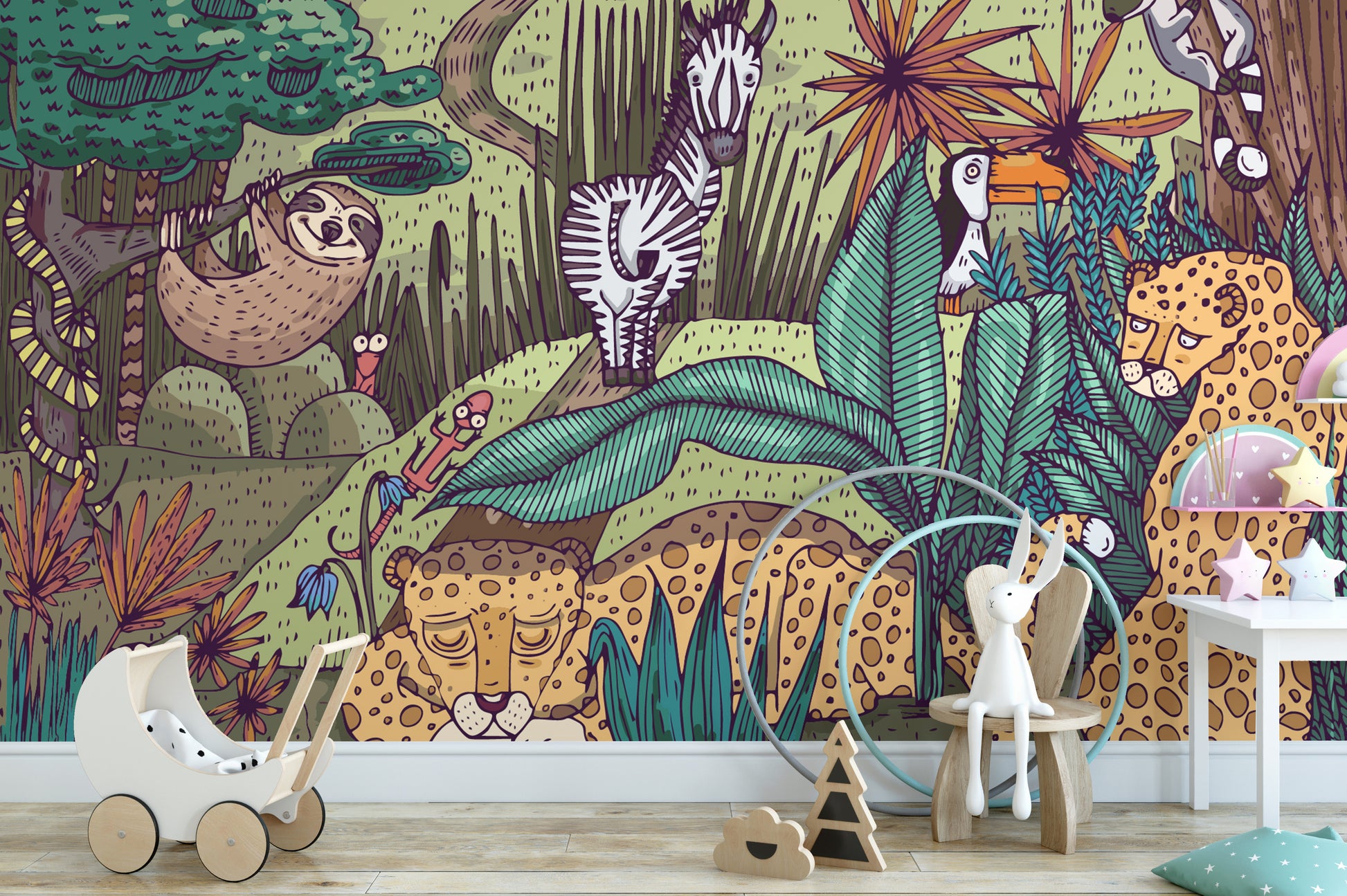 Jungle Animals reusable wallpaper