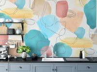 Minimalist abstract shapes in pastel colors wallpaper