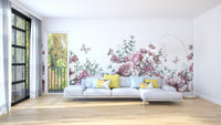 Vintage Watercolor Floral Pattern Wallpaper Mural - Giffywalls