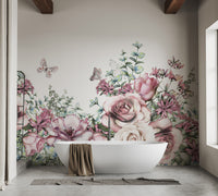 Vintage Watercolor Floral Pattern Wallpaper Mural - Giffywalls