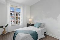 Custom-sized Cloud Dancer wall covering installation in a home office.