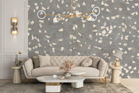 Gray Terrazzo Tile Wallpaper Mural - Giffywalls