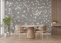 Chic gray terrazzo tile wallpaper design
