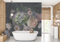 Bouquet Peonies Flower on Black Background Wallpaper Murals - Giffywalls