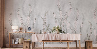 White Colour Flower Branches Peel and Stick Wallpaper Murals - Giffywalls