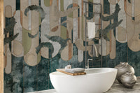 Geometry Green Concrete Wallpaper Murals - Giffywalls