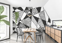 Black and white stroke line Wallpaper Mural - Giffywalls