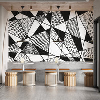 Black and white stroke line Wallpaper Mural - Giffywalls