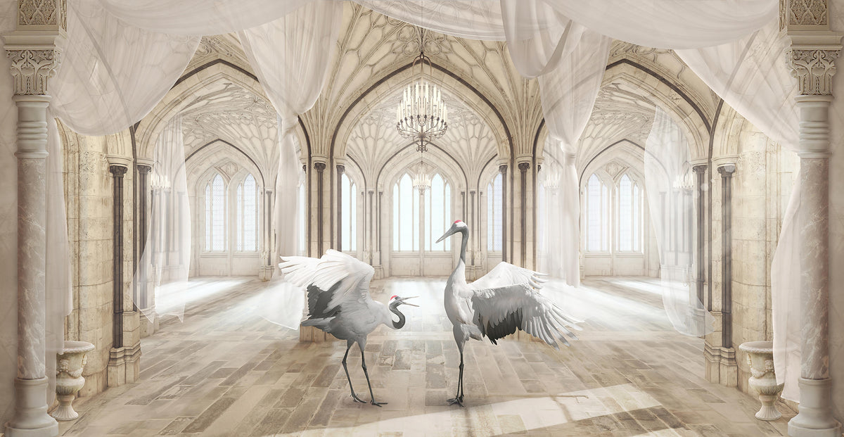 Ethereal Gothic Palace Crane Mural
