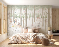 Watercolor Forest Painted Animals Wallpaper Murals