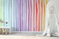 Watercolor Rainbow Striped Wallpaper Murals - Giffywalls