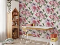 Blush Pink Floral Pattern Wallpaper