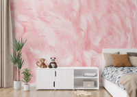 Soft pink tones feather mural style