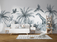 Watercolor wild animals kids wallpaper
