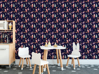 Christmas wallpaper with playful dolls
