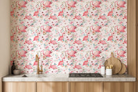 Gentle pastel flamingo wall mural idea
