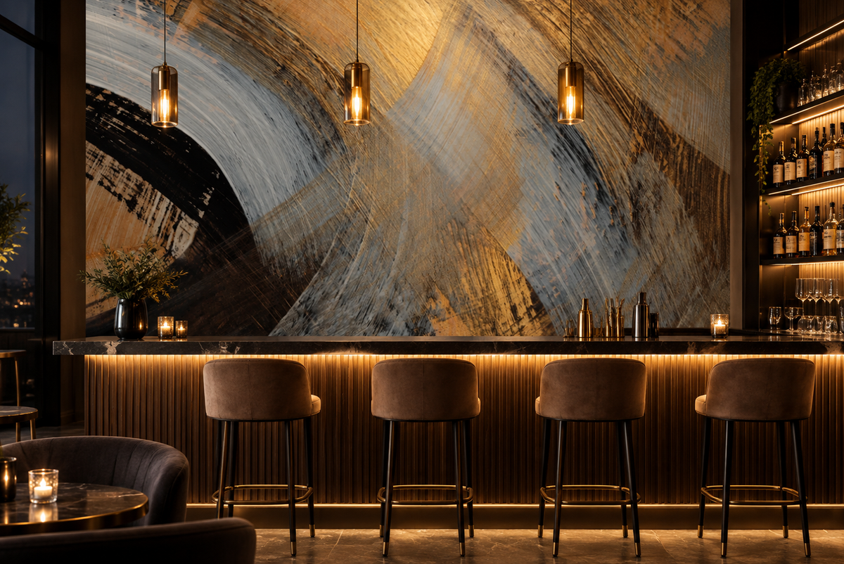 Abstract Golden Swirl Wallpaper Mural