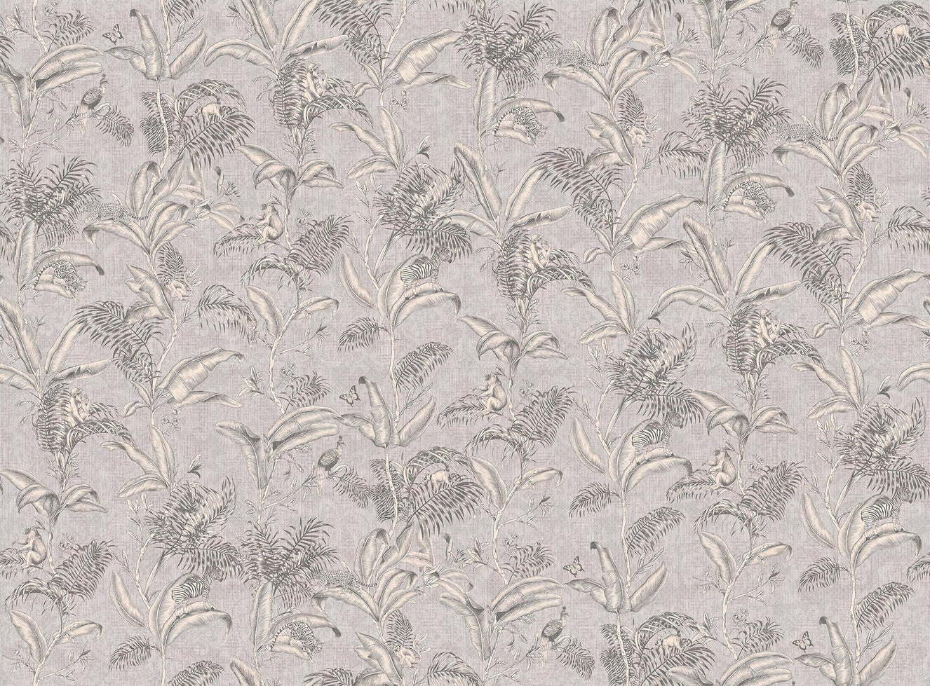 Darwin Gray Tropical Foliage Wallpaper