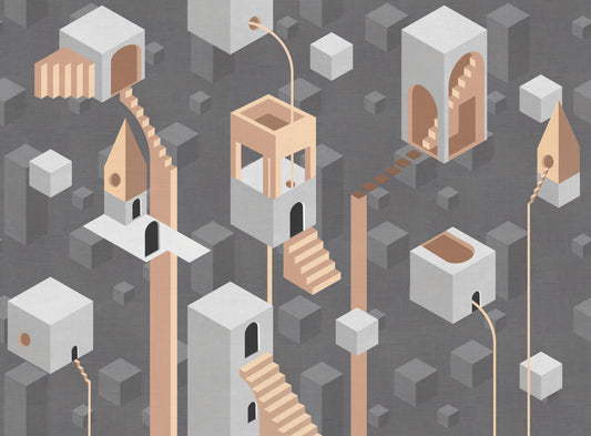 Gray Surreal Geometric Architecture Wallpaper