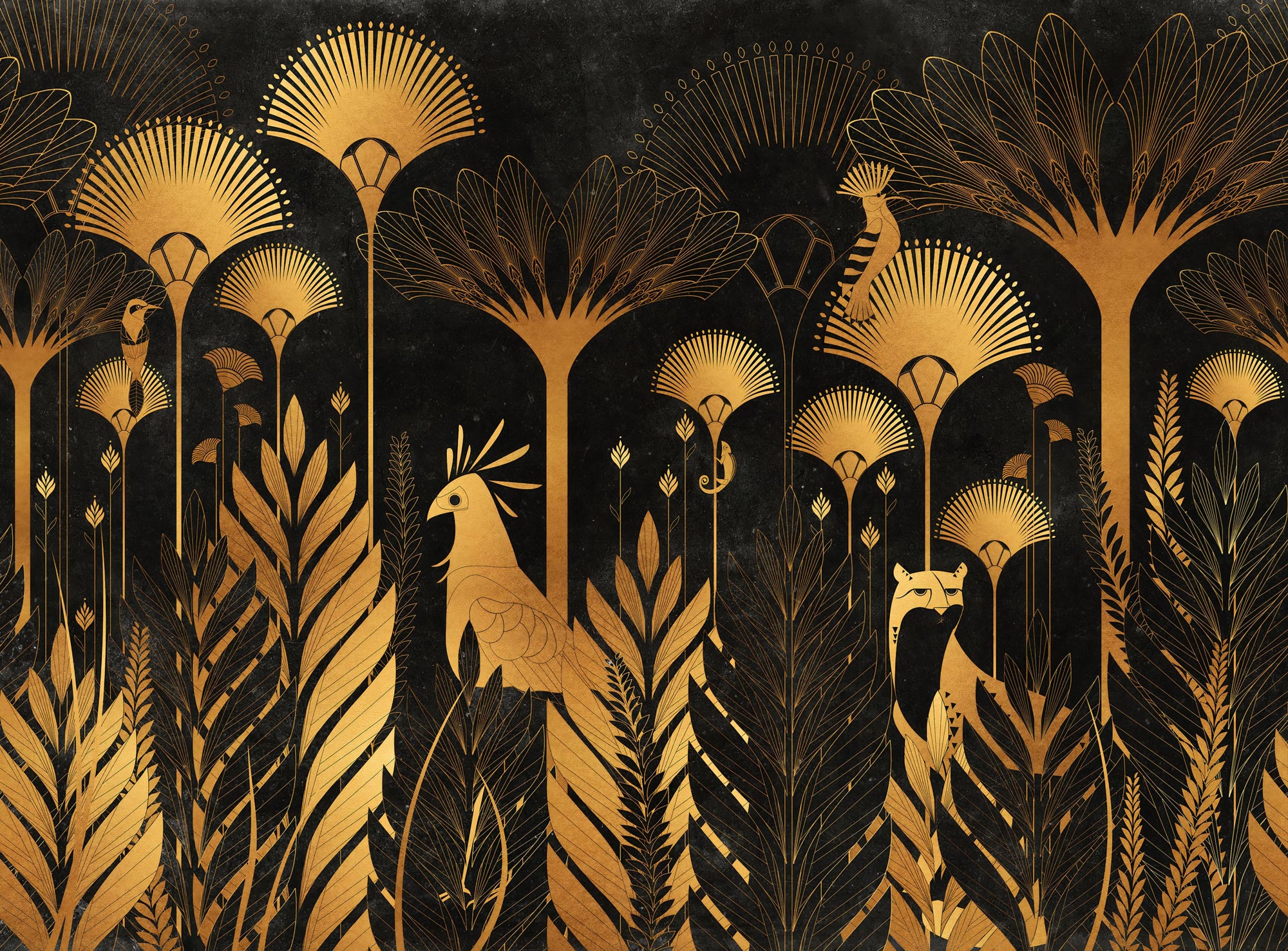 Lyxig art deco djungel tapet