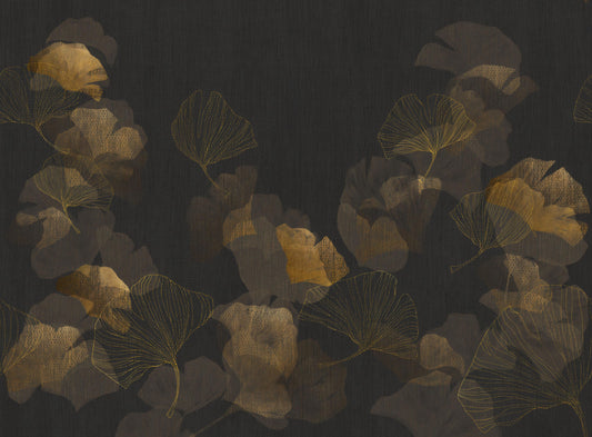 Black Textured Ginkgo Wallpaper